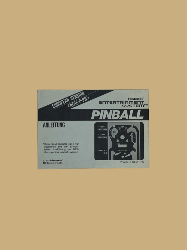 Nes pinball mit booklet front booklet