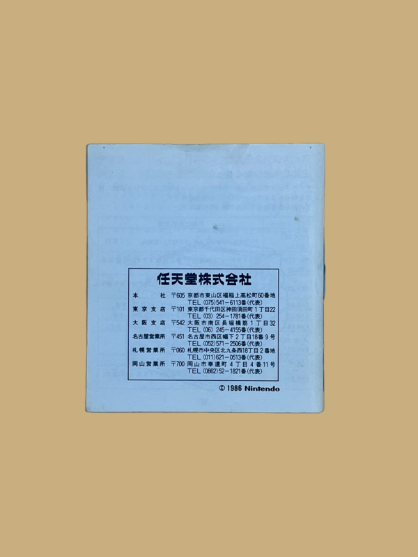 Famicom disk system pro wrestling booklet back