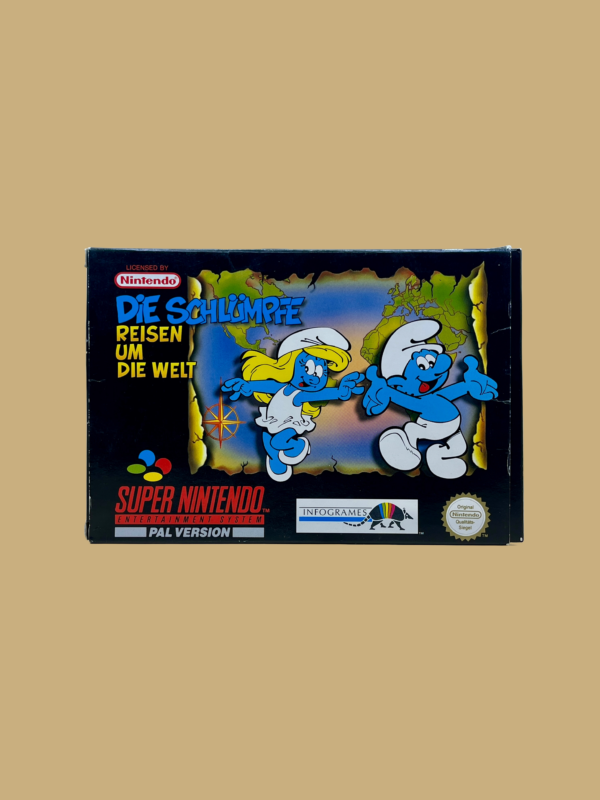 Snes die schlümpfe reisen um die welt front
