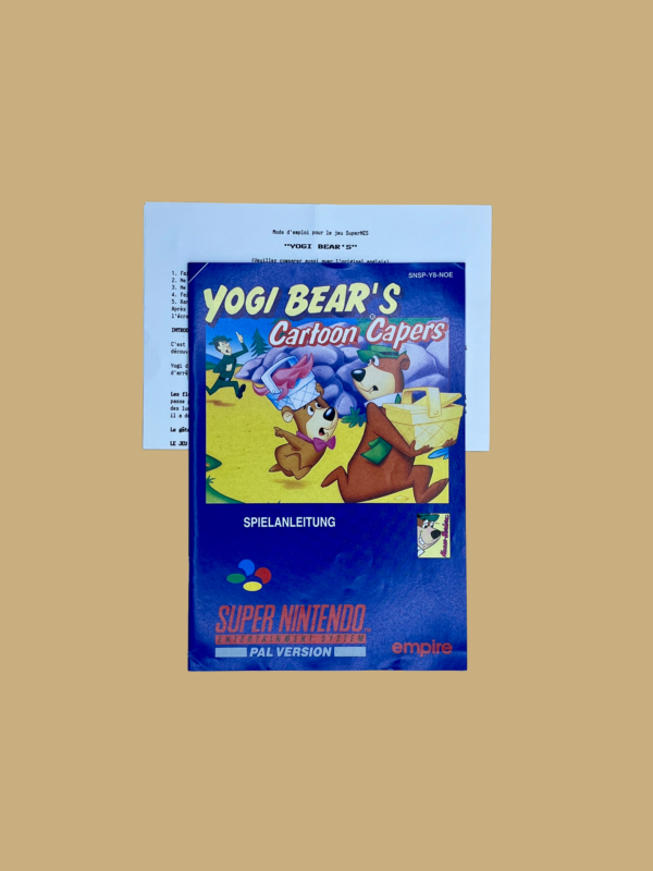 Snes yogi bear's cartoon capers booklet front
