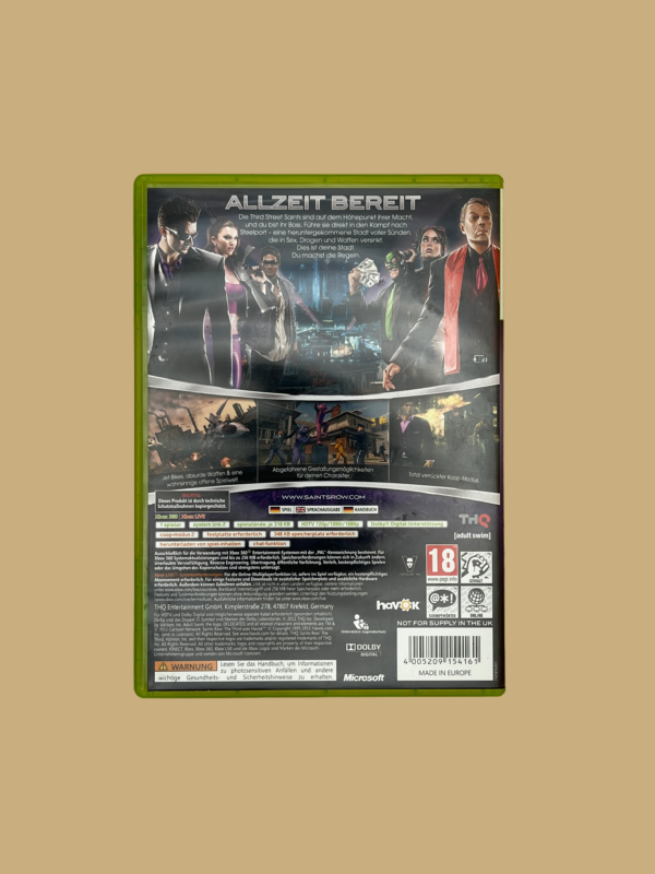 Xbox 360 saints row the third back