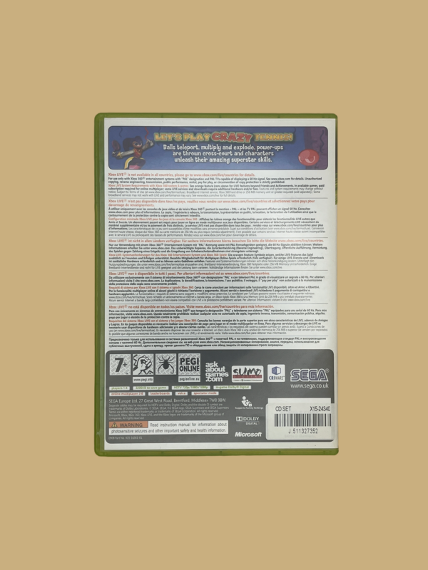 Xbox 360 sega superstars tennis back