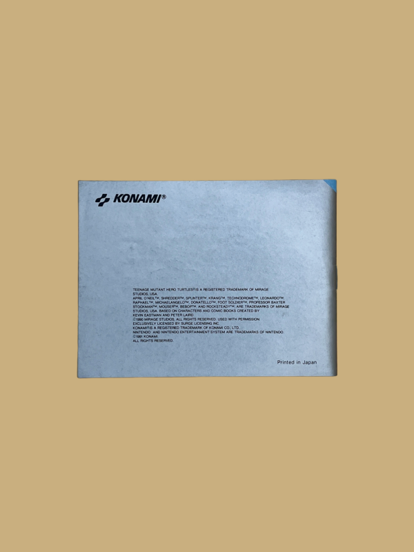 Nes teenage mutant hero turtles ii the arcade game booklet back