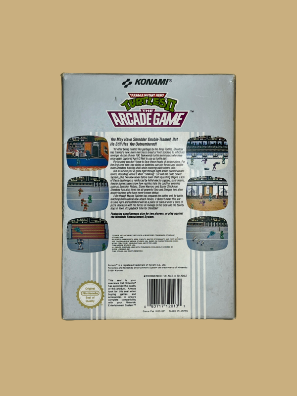 Nes teenage mutant hero turtles ii the arcade game box back