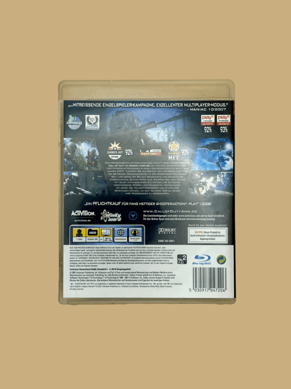 Playstation 3 call of duty moderne warfare 4 back